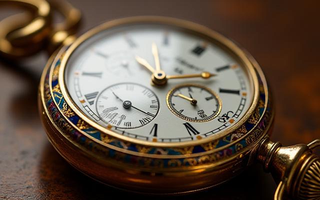 修復後の輝く懐中時計